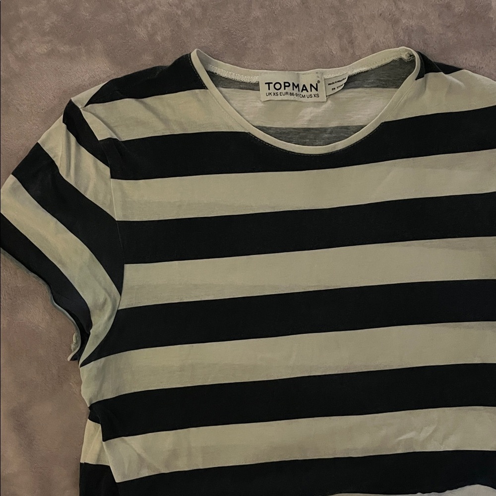 Topman Navy Blue Striped Tee